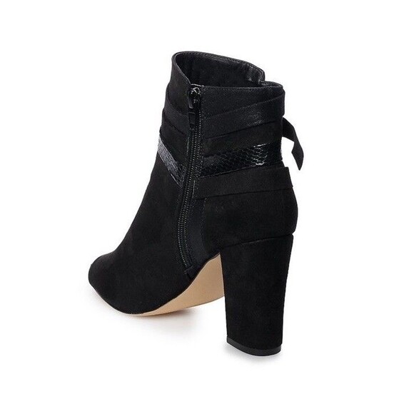Madden NYC Bell Women’s Ankle Boots Black Open Toe Zipper Closure Size 8 - Picture 2 of 13